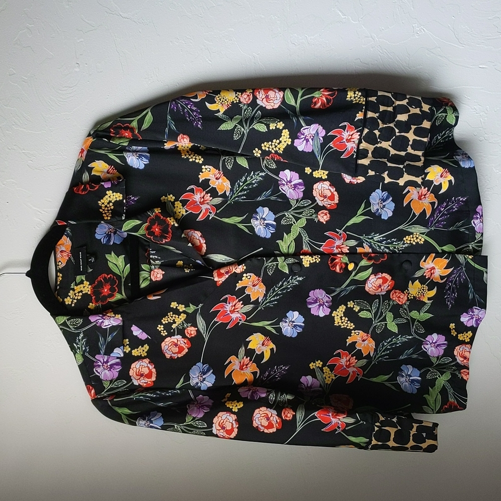 Silky floral button down